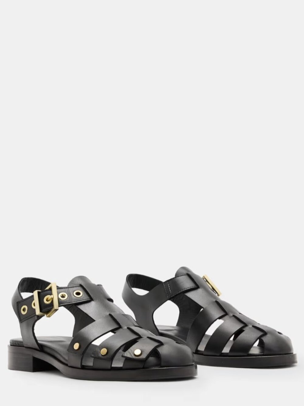 ALL SAINTS NELLY STUDDED LEATHER SANDALS IN BLACK SIZE US 8